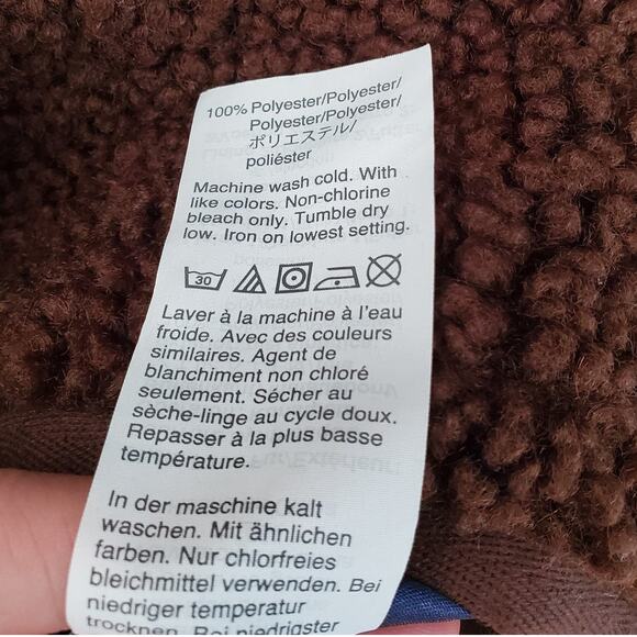 J Crew Collarless Teddy Sherpa Coat Dark Walnut Brown Lined AT699 Size Medium - Picture 7 of 8